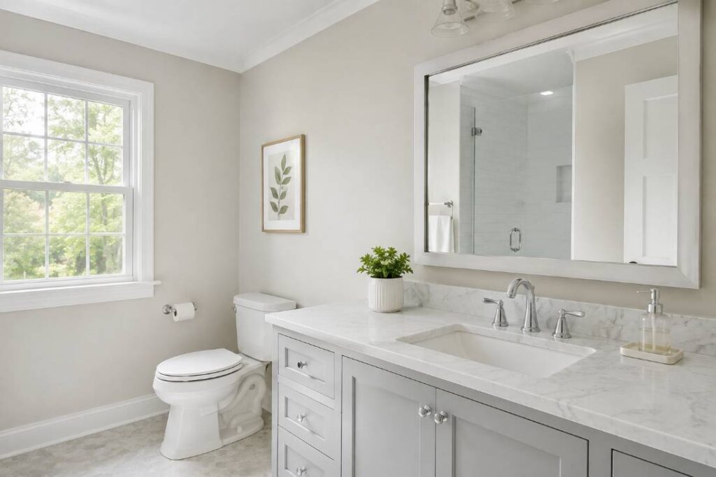 Freshly painted bathroom in an Ocean County, NJ home