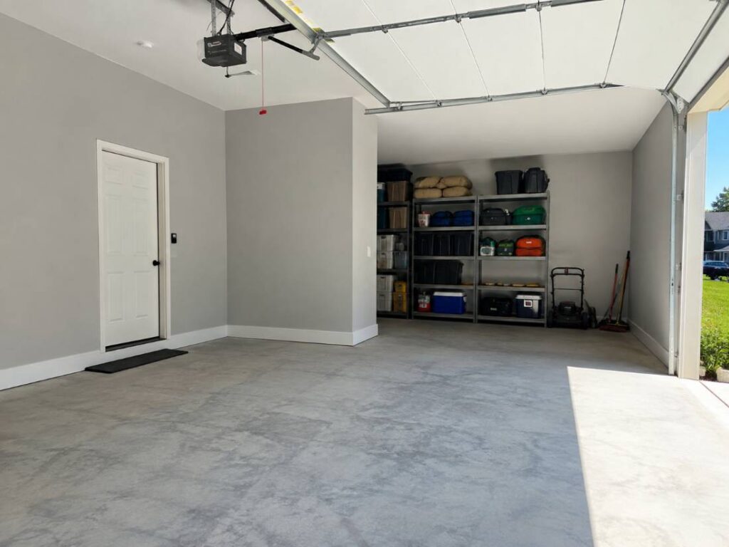 Freshly painted garage interior in a Bayville, NJ home