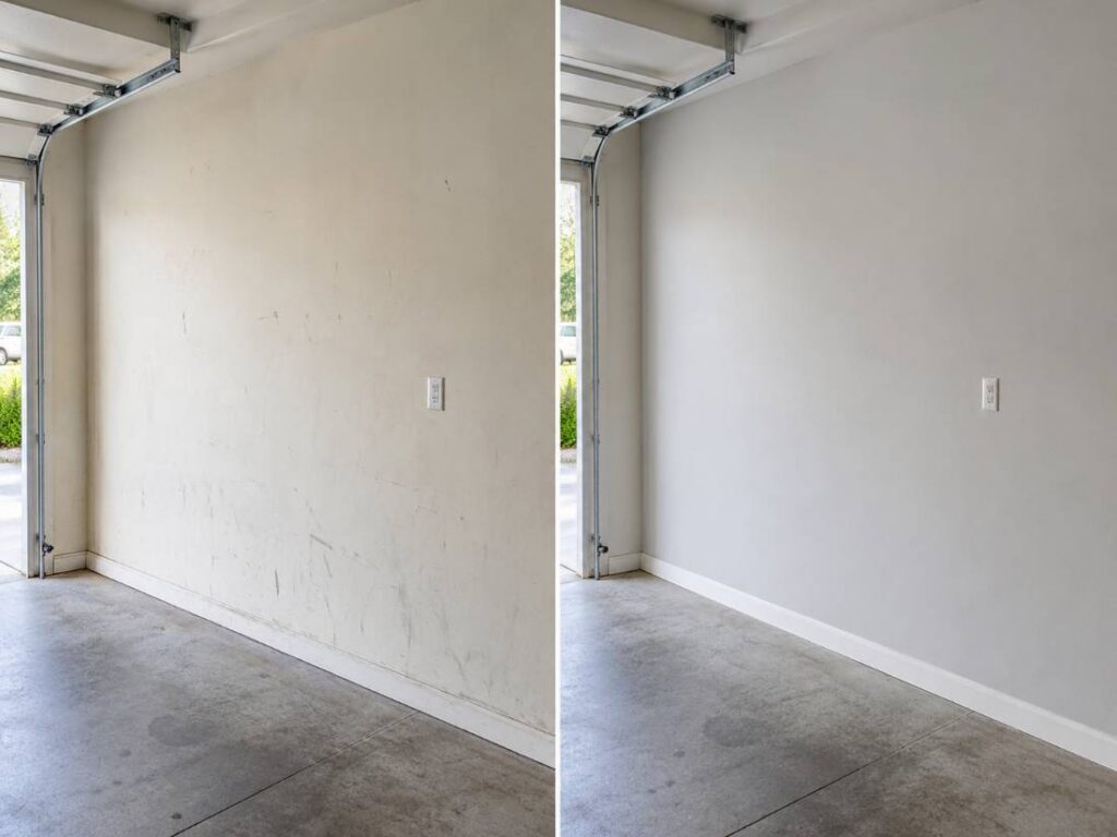 Before and after garage wall painting in Ocean County NJ