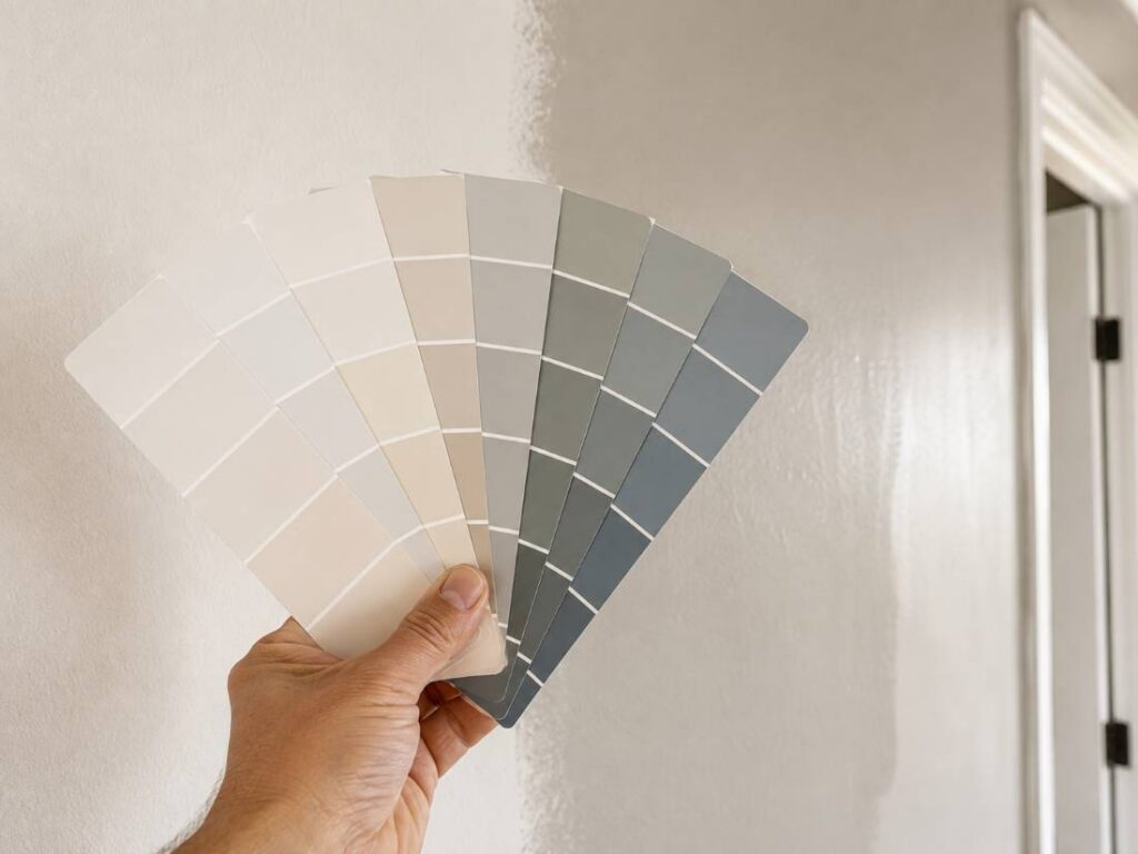Paint color swatches for a New Jersey home repainting project