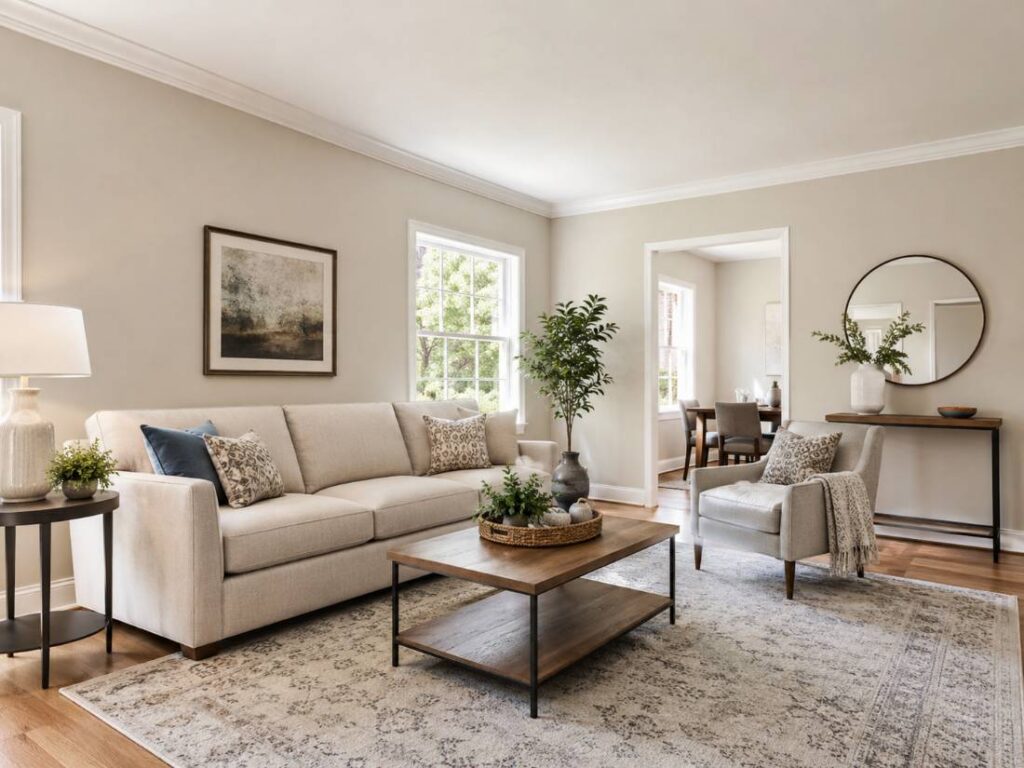 Freshly repainted living room in a New Jersey home